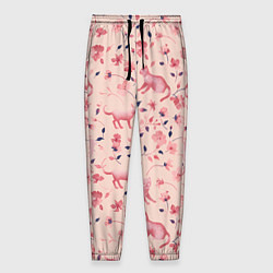 Мужские брюки Розовый паттерн с цветами и котиками