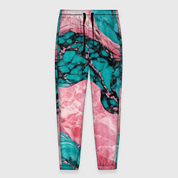 Брюки на резинке мужские Розово-бирюзовый мрамор, цвет: 3D-принт