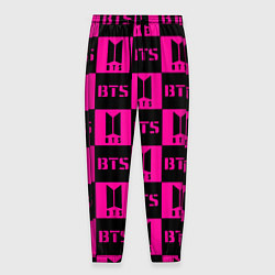 Брюки на резинке мужские BTS pattern pink logo, цвет: 3D-принт