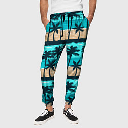 Брюки на резинке мужские Пляжные пальмы паттерн, цвет: 3D-принт — фото 2