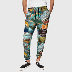 Брюки на резинке мужские Adventure stickers, цвет: 3D-принт — фото 2