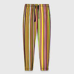 Брюки на резинке мужские Жёлто-розовый сочетание полосатое, цвет: 3D-принт