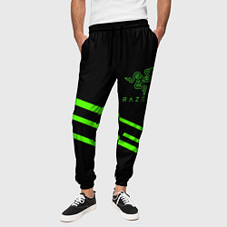 Брюки на резинке мужские Razer line green, цвет: 3D-принт — фото 2