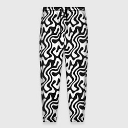 Брюки на резинке мужские Черно-белый узор с абстрактными линиями, цвет: 3D-принт