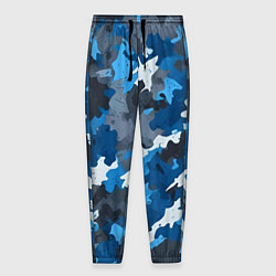 Брюки на резинке мужские Синий армейский камуфляж, цвет: 3D-принт
