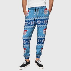 Брюки на резинке мужские Вязаный новогодний узор с Дедом Морозом, цвет: 3D-принт — фото 2