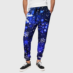 Брюки на резинке мужские Новогодние узорчатые снежинки, цвет: 3D-принт — фото 2