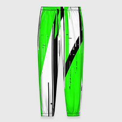 Мужские брюки Black and white vertical stripes on a green backgr