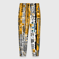 Брюки на резинке мужские Cyberpunk pattern yellow, цвет: 3D-принт