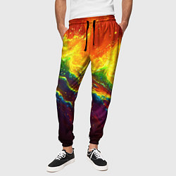 Брюки на резинке мужские Абстрактные волны с огнем, цвет: 3D-принт — фото 2