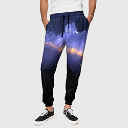 Брюки на резинке мужские Молния в фиолетовом небе текстура, цвет: 3D-принт — фото 2
