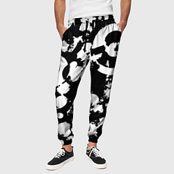 Брюки на резинке мужские Модная чб абстракция - нейроарт, цвет: 3D-принт — фото 2