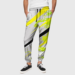 Брюки на резинке мужские Color white light green, цвет: 3D-принт — фото 2