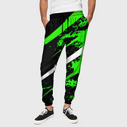 Брюки на резинке мужские Color black and green, цвет: 3D-принт — фото 2