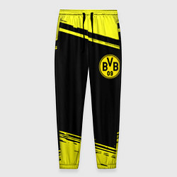 Брюки на резинке мужские Borussia жёлтые полосы, цвет: 3D-принт