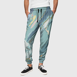 Брюки на резинке мужские Холодный голубой абстракция, цвет: 3D-принт — фото 2