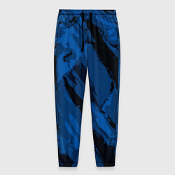 Брюки на резинке мужские Тёмный синий абстракция, цвет: 3D-принт