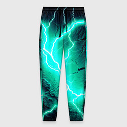 Брюки на резинке мужские Color light blue black, цвет: 3D-принт