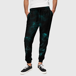 Брюки на резинке мужские Color black turquoise, цвет: 3D-принт — фото 2