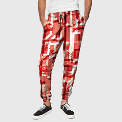 Брюки на резинке мужские Красно-белый объёмный эффект, цвет: 3D-принт — фото 2