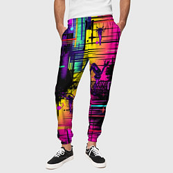 Брюки на резинке мужские Дискотечная абстракция, цвет: 3D-принт — фото 2