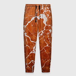 Брюки на резинке мужские Темно-оранжевый мрамор, цвет: 3D-принт