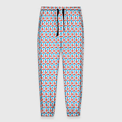 Мужские брюки Красно-синие фигуры на белом фоне
