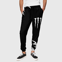 Брюки на резинке мужские Monster energy белый огонь, цвет: 3D-принт — фото 2