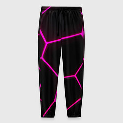 Брюки на резинке мужские Черные соты текстура, цвет: 3D-принт