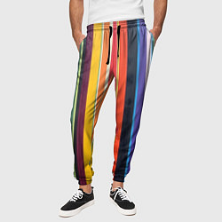 Брюки на резинке мужские Разноцветная полоска, цвет: 3D-принт — фото 2