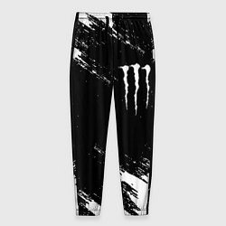 Брюки на резинке мужские Monster energy краски штрихи белые, цвет: 3D-принт