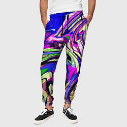 Брюки на резинке мужские Абстракция пластика синий, цвет: 3D-принт — фото 2