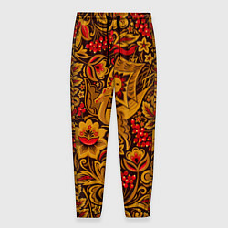 Брюки на резинке мужские Летучий корабль в стиле хохломской росписи, цвет: 3D-принт