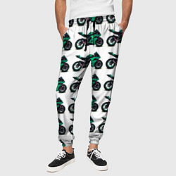 Брюки на резинке мужские Motorcycle turquoise, цвет: 3D-принт — фото 2