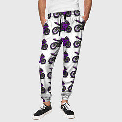 Брюки на резинке мужские Motorcycle purple, цвет: 3D-принт — фото 2