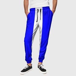 Брюки на резинке мужские Color white blue line, цвет: 3D-принт — фото 2