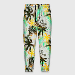 Брюки на резинке мужские Palm black yellow white, цвет: 3D-принт