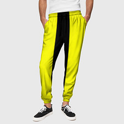 Брюки на резинке мужские Color yellow black line, цвет: 3D-принт — фото 2