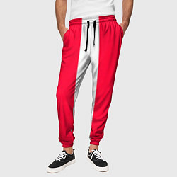 Брюки на резинке мужские Color red white line, цвет: 3D-принт — фото 2