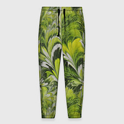 Мужские брюки Мраморный абстрактный паттерн - зеленые и желтые о