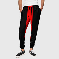 Брюки на резинке мужские Color black red lines, цвет: 3D-принт — фото 2