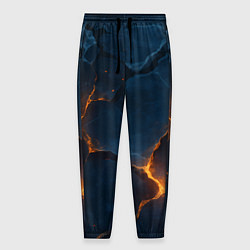 Брюки на резинке мужские Разлом плит с огнем, цвет: 3D-принт