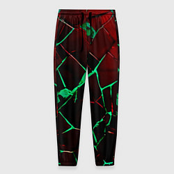 Брюки на резинке мужские Битые плиты тёмно-красный с зелёным, цвет: 3D-принт