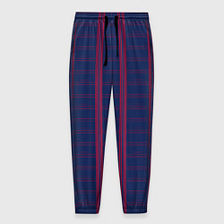 Брюки на резинке мужские Color blue cage pink stripes, цвет: 3D-принт