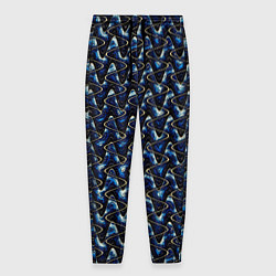 Брюки на резинке мужские Тёмно-синий волнистые полосы, цвет: 3D-принт