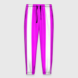 Брюки на резинке мужские Color white pink stripes, цвет: 3D-принт