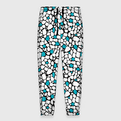 Мужские брюки Мелкий синий белый мозаичный узор на черном