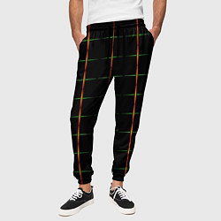 Брюки на резинке мужские Color black orange green crosses, цвет: 3D-принт — фото 2