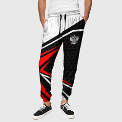 Брюки на резинке мужские Герб России - красный спортивный, цвет: 3D-принт — фото 2