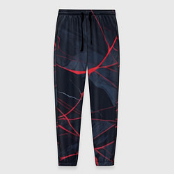 Брюки на резинке мужские Мраморные узоры из переплетений красных линий, цвет: 3D-принт